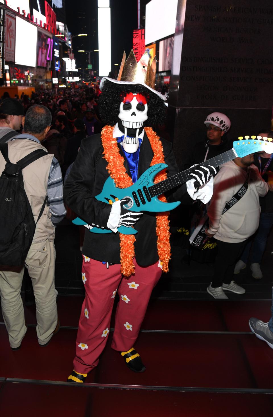 Brook cosplayer from "One Piece" hangs out at the "One Piece Film Red" Times Square Takeover on Oct. 8, 2022, in New York City.