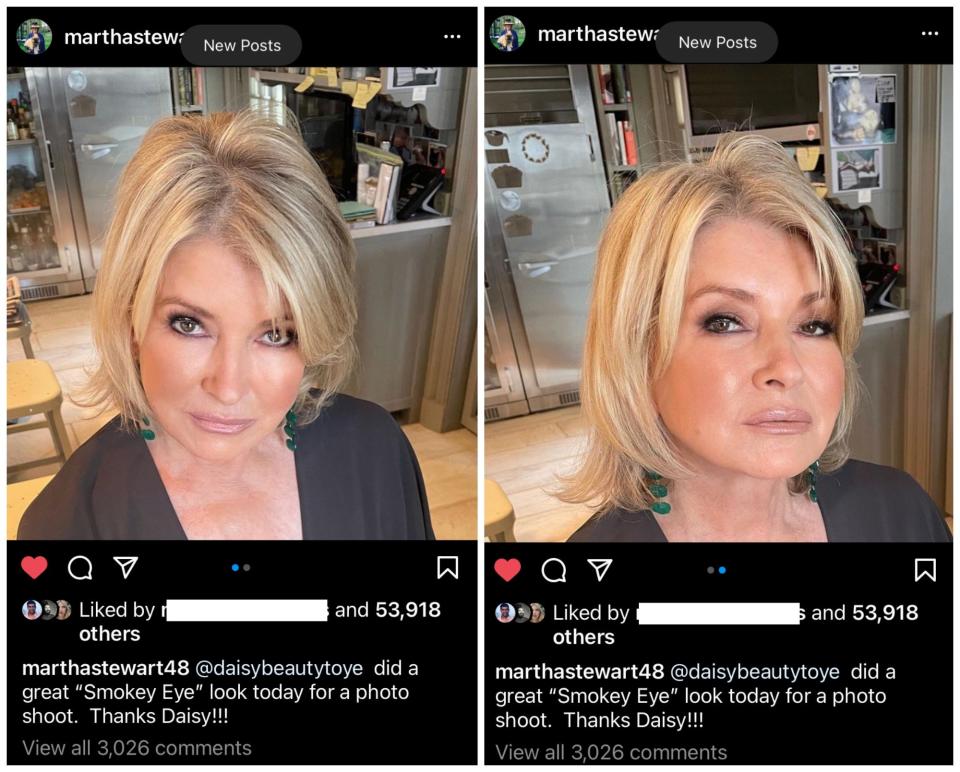 Martha Stewart smokey eye selfie