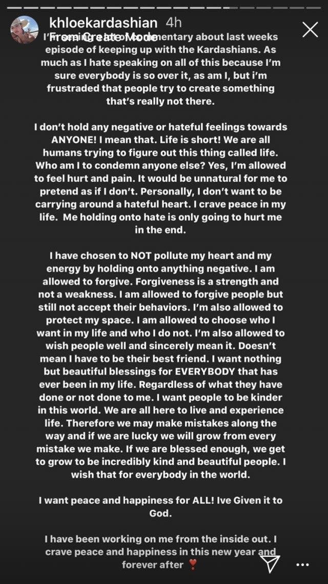 Khloe Kardashian Shares a Message for Jordyn Woods After Backlash