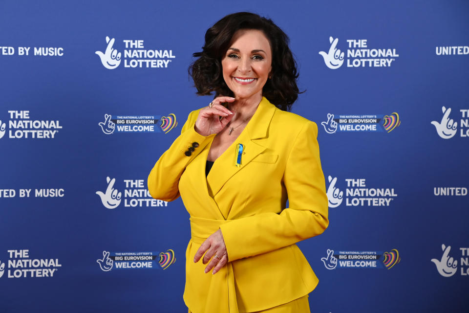 Shirley Ballas attends the National Lottery's Big Eurovision Welcome event outside St George's Hall on May 07, 2023 in Liverpool, England. Joel Dommett and AJ Ododu host 