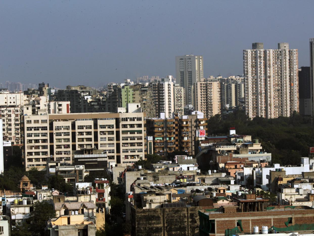 An aerial view showing clear skyline of Delhi NCR region.