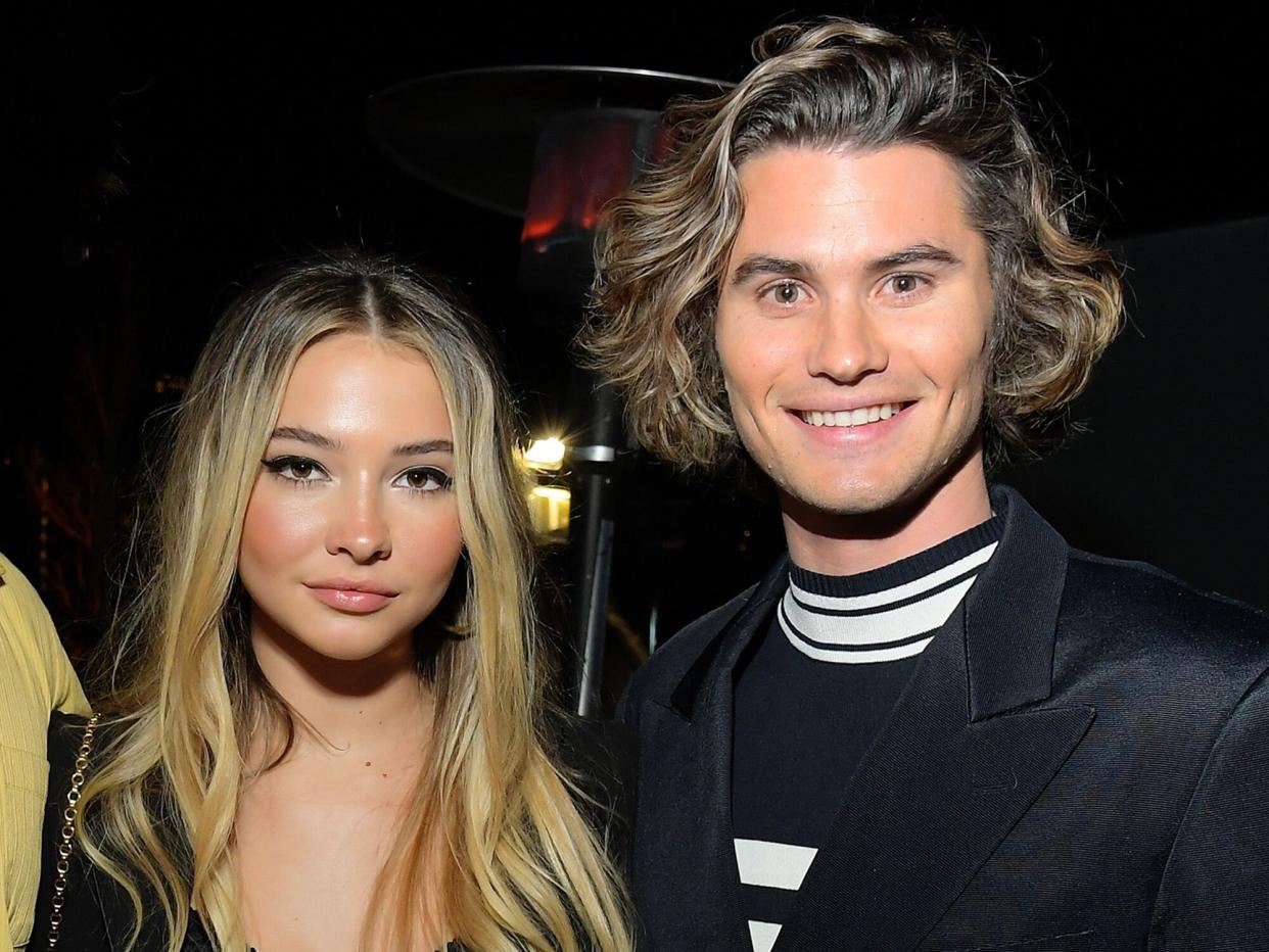 Madelyn Cline and Chase Stokes attend the premiere of Netflix's "I Am Not Okay With This" at The London West Hollywood on February 25, 2020 in West Hollywood, California