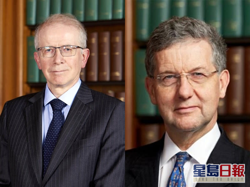韋彥德(左)及賀知義(右)決定繼續擔任香港終審法院非常任法官。網圖