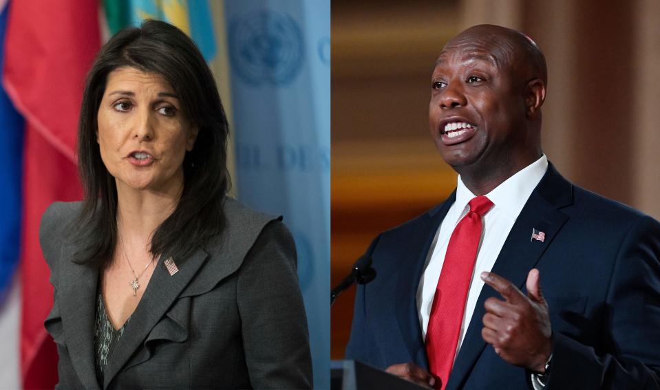 Former U.N. Ambassador Nikki Haley and Sen. Tim Scott (R-SC)