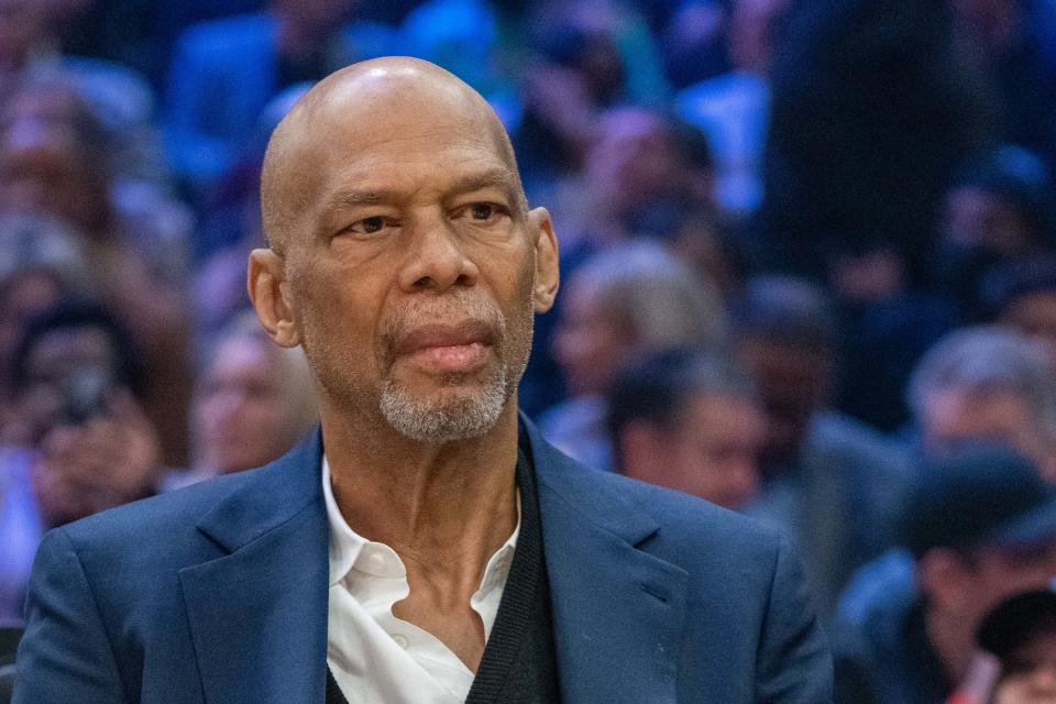 NBA great Kareem Abdul-Jabbar on Feb. 20, 2022, in Cleveland.