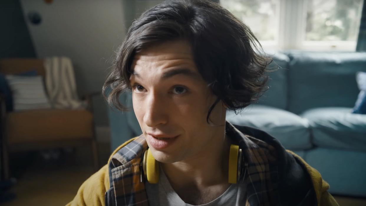  Ezra Miller as the 2013 Barry Allen in The Flash movie. 