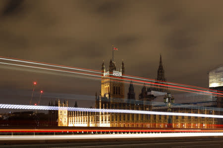 Cars drive over Westminster Bridge as the Houses of Parliament is seen in the background, in Westminster, central London, Britain, April 4, 2019. Picture taken with long exposure. REUTERS/Alkis Konstantinidis