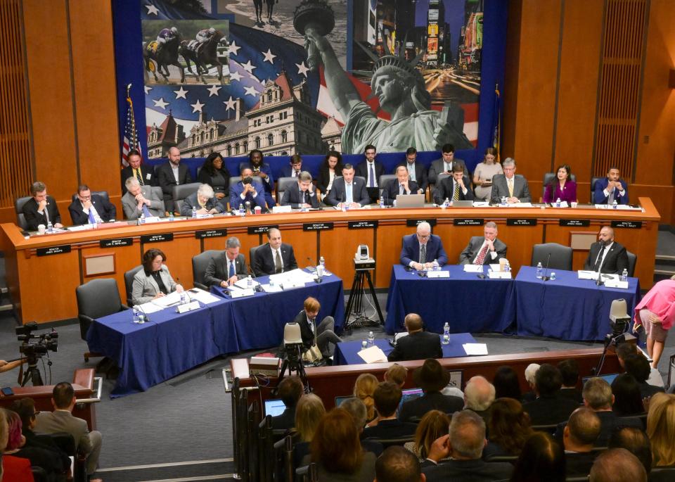 New York Gov. Kathy Hochul's Chief Judge of the Court of Appeals nominee, Hector D. LaSalle, gives testimony to the Senate Judiciary Committee Wednesday, Jan. 18, 2023, in Albany, N.Y. (AP Photo/Hans Pennink)