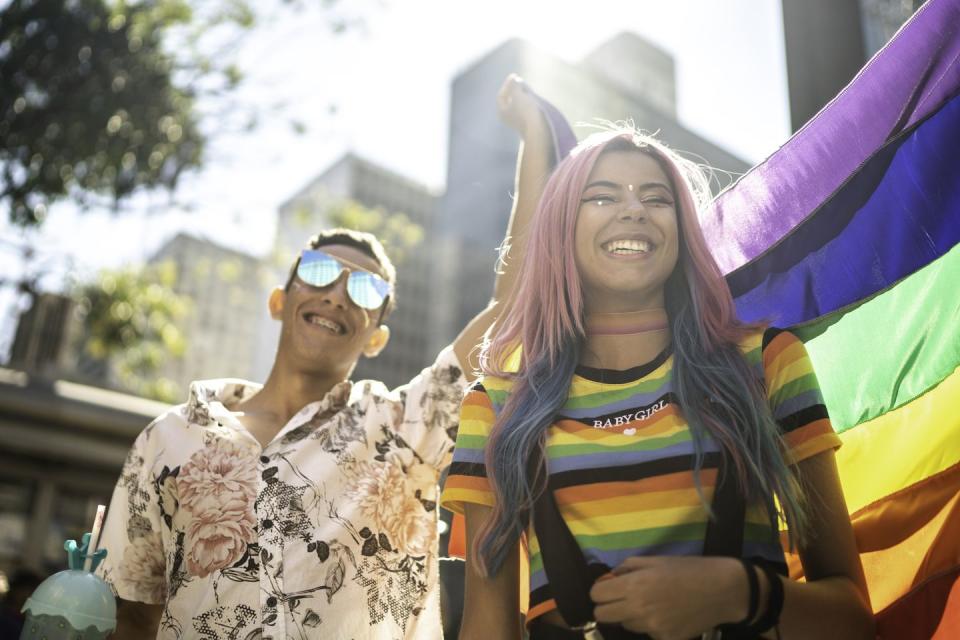 group of friends enjoying the lgbtqi parade