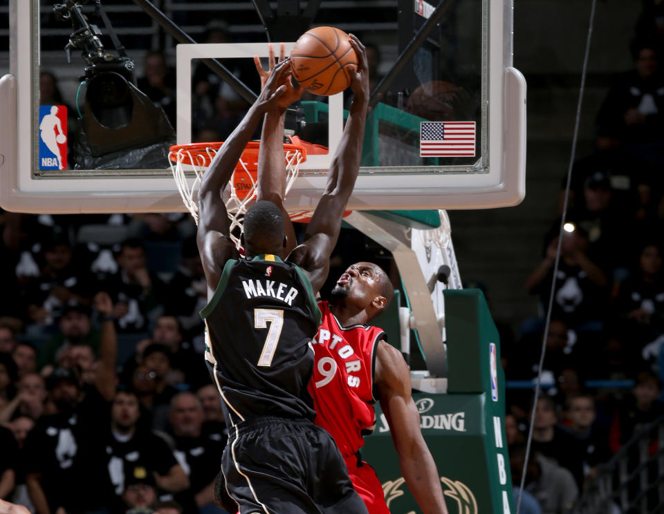 Thon Maker and the Bucks seized the moment and devastated Serge Ibaka's Raptors in Game 3. (Getty Images)