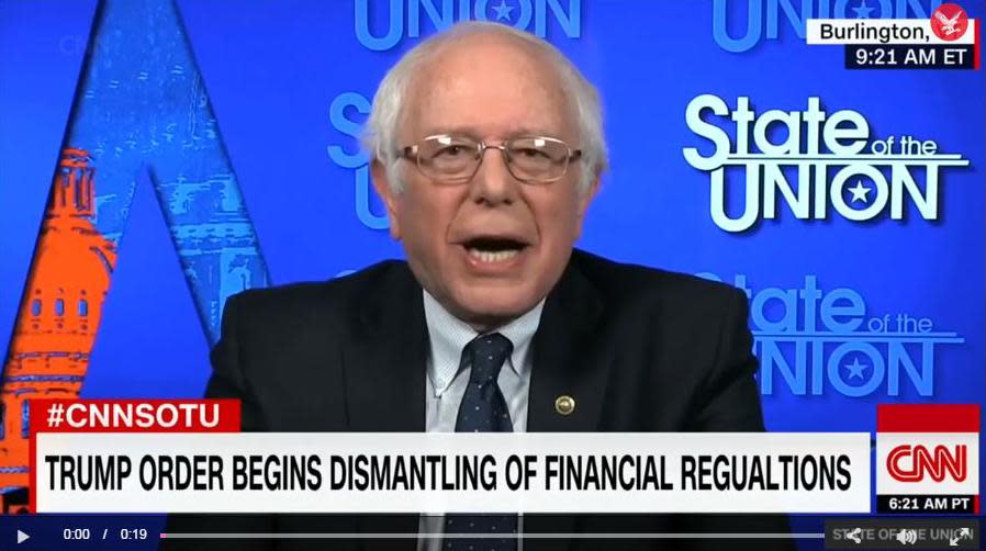 Bernie Sanders interviewed on CNN says Donald Trump is "a fraud"