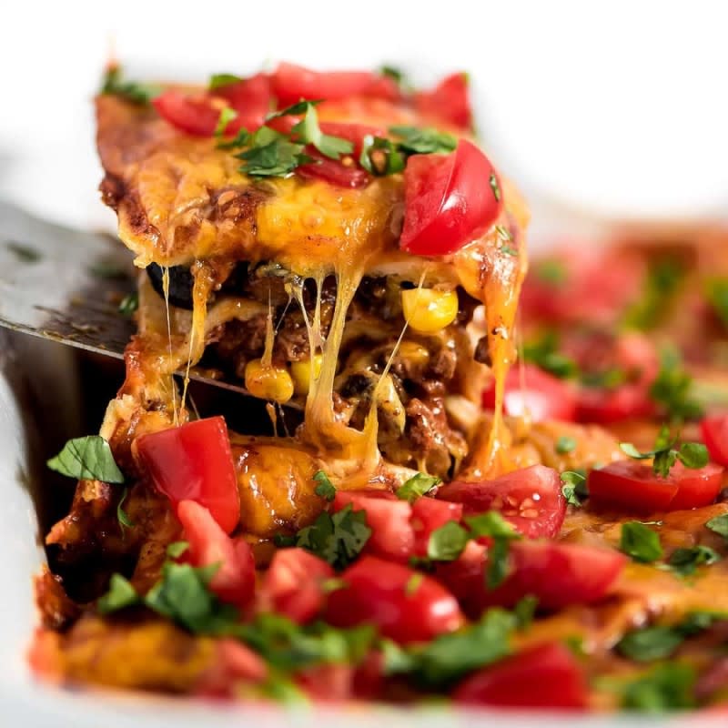 <p>Lil’ Luna</p><p>Cheesy, delicious beef enchiladas in casserole form!</p><p><strong>Get the recipe: </strong><a href="https://lilluna.com/enchilada-casserole/" rel="nofollow noopener" target="_blank" data-ylk="slk:Easy Beef Enchilada Casserole;elm:context_link;itc:0;sec:content-canvas" class="link "><strong>Easy Beef Enchilada Casserole</strong></a></p>