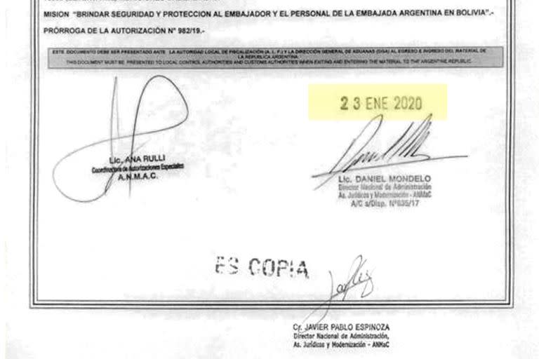 El documento de la ANMAC con la prórroga concedida 