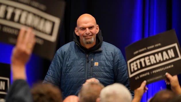 Pennsylvania Lt. Gov. John Fetterman, a Democratic candidate for U.S. Senate, speaks during a campaign event at the Steamfitters Technology Center in Harmony, Pennsylvania, on Tuesday. (Photo: Gene J. Puskar/Associated Press)