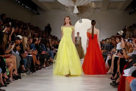 A model presents a creation from the Ralph Lauren Spring/Summer 2015 collection during New York Fashion Week September 11, 2014. REUTERS/Lucas Jackson