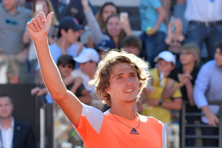 Alexander Zverev of Germany celebrates after winning the Rome Masters