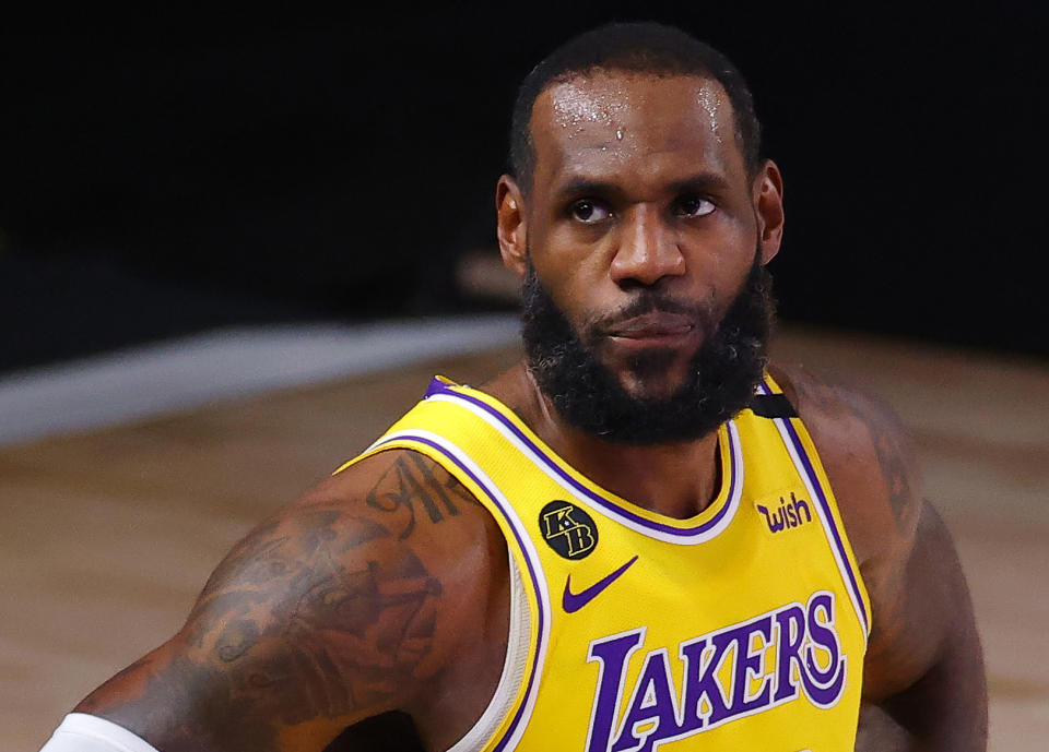 LeBron James did not appreciate being brought up in a convoluted conversation about Giannis Antetokounmpo. (Photo by Kevin C. Cox/Getty Images)