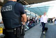 Police secures a Frankfurt airport terminal after Terminal 1 departure hall was evacuated in Frankfurt, Germany, August 31, 2016. REUTERS/Alex Kraus