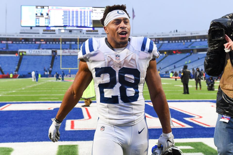 Jonathan Taylor of the Colts led the NFL in rushing by a wide margin last season, racking up 1,811 yards and scoring 18 touchdowns.