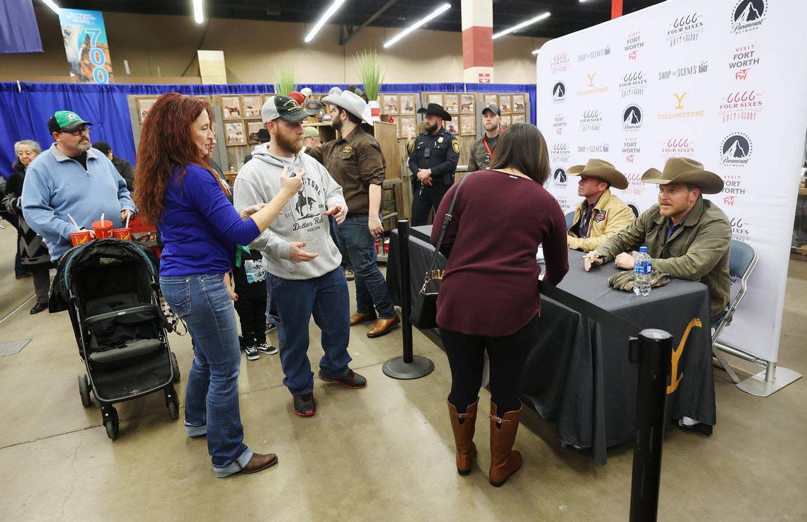 Fans gather to get autographs from Yellowstone” actor Cole Hauser, who plays Rip Wheeler, and show creator Taylor Sheridan at the Fort Worth Stock Show & Rodeo on Friday, February 3, 2023.