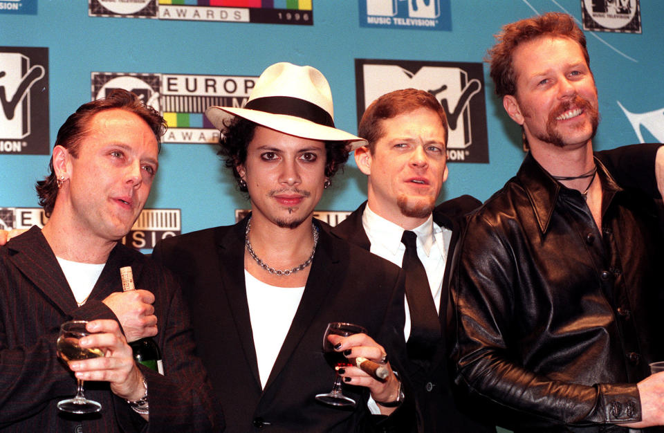 Heavy Metal band Metallica attend the MTV Europe music awards.