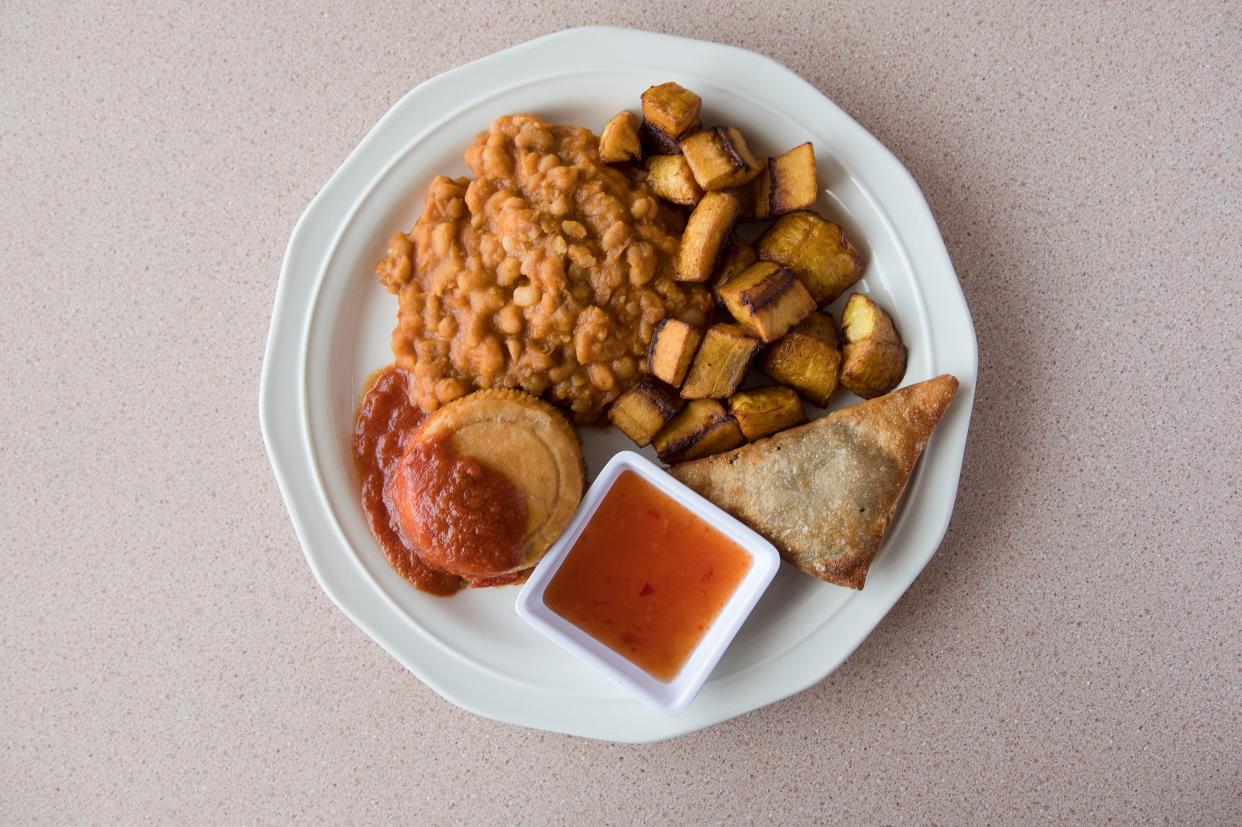 Appetizer Combo at Funmi's Cafe on Bardstown Road. 