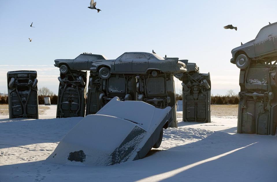 Carhenge in Alliance, Neb., Jan. 28, 2020.