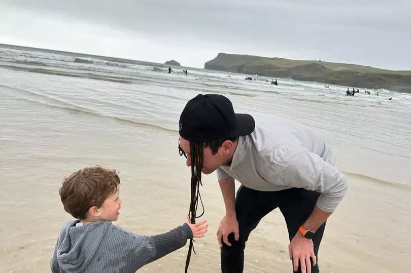 Princess Eugenie uploaded a snap of Jack playing with their son at the beach