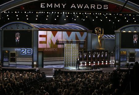 69th Primetime Emmy Awards – Show – Los Angeles, California, U.S., 17/09/2017 - Host Stephen Colbert speaks as he opens the show. REUTERS/Mario Anzuoni