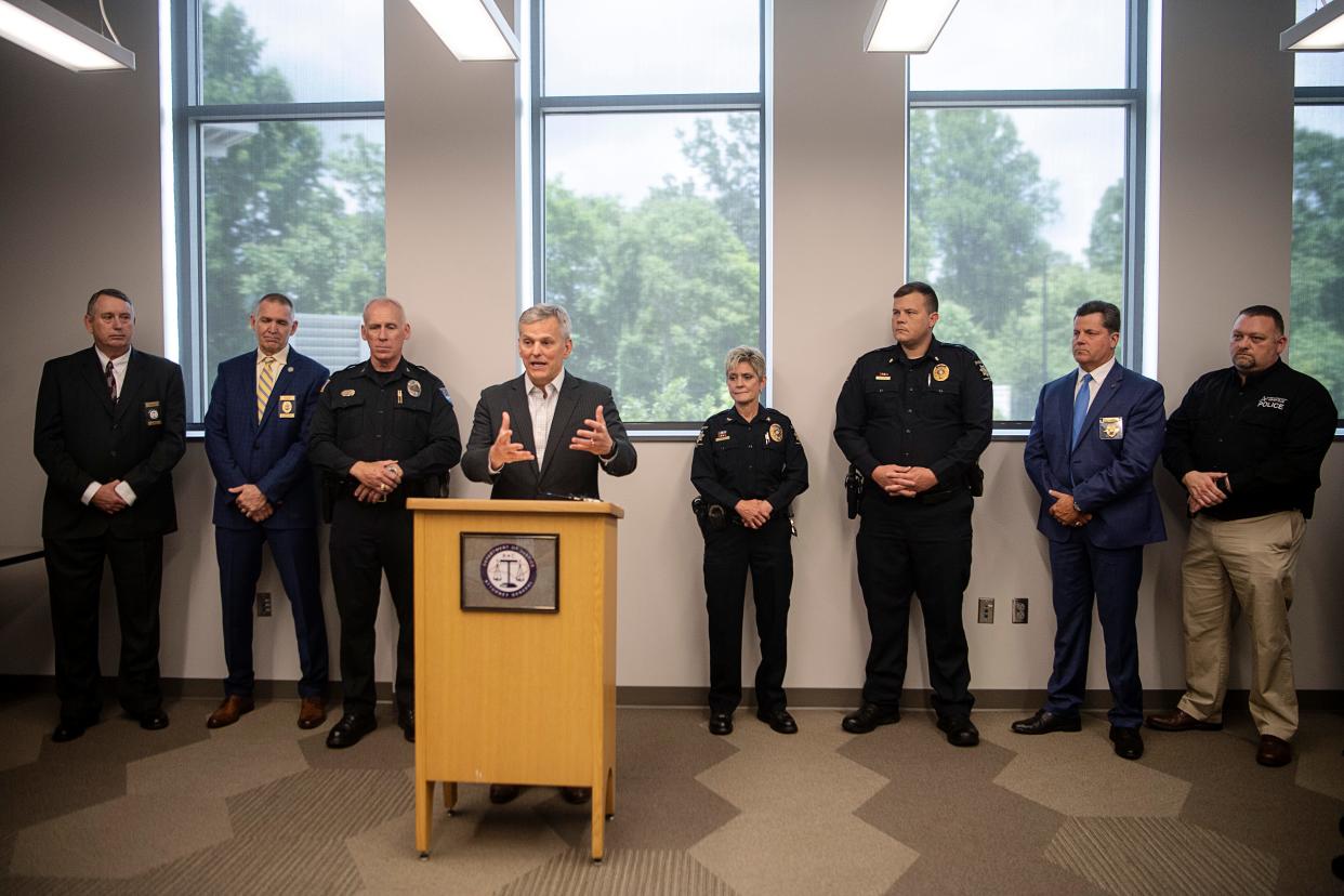 North Carolina Attorney General Josh Stein speaks at the Western Regional State Crime Lab May 31, 2023.