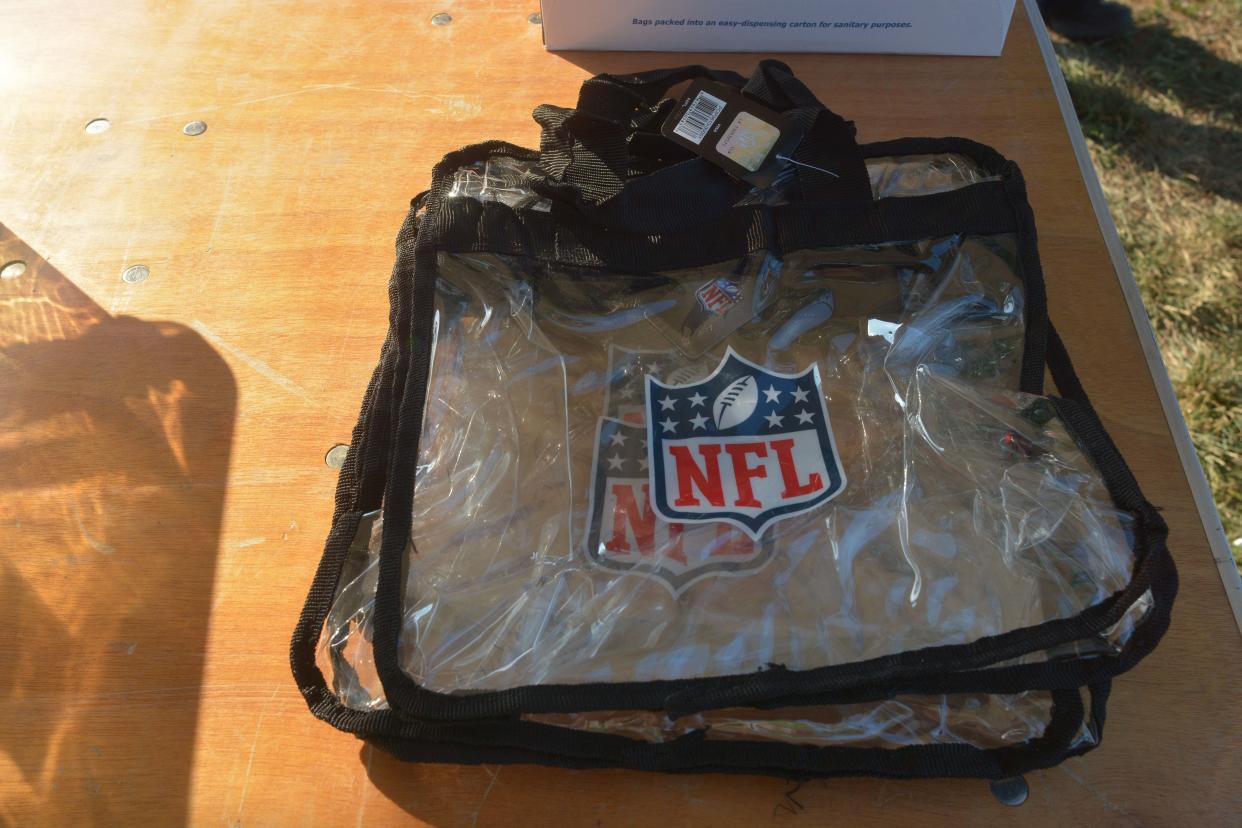 A general view of the Be Clear plastic bags outside before the game between the Kansas City Chiefs and San Francisco 49ers at Arrowhead Stadium on Aug. 16, 2013.