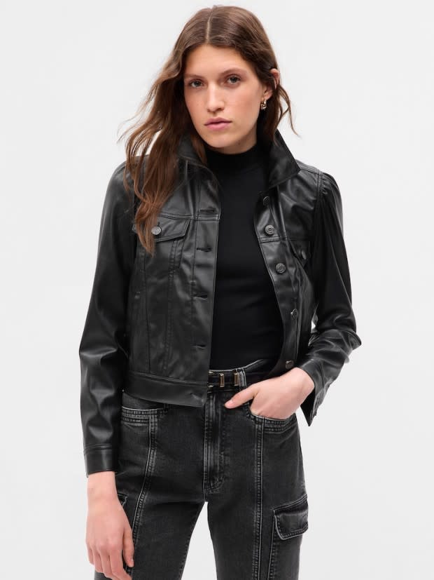 <p>Gap</p><p>Leather jackets tend to fall on the more masculine side of the style spectrum, but not this one. Thanks to its puff sleeves, this Gap jacket is decidedly more feminine. It can also be worn multiple ways: with jeans and sneakers for a casual brunch or a dress and boots if you want to step up your style for dinner.</p>