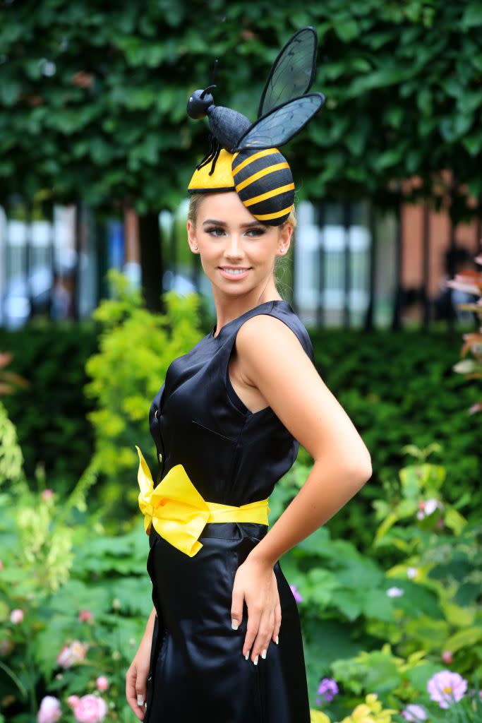 <p>Racegoers will often wear unusual hats to Royal Ascot - including this bee-themed ensemble. </p>