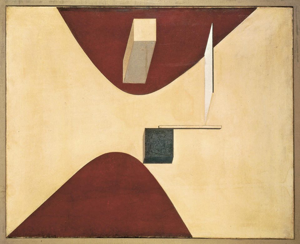 This undated photo provided by Van Abbemuseum in Eindhoven on Tuesday, Oct. 29, 2013, shows the 1919 painting Proun P23, no. 6 by El Lissitzky. Dutch museums have identified in their collections 139 pieces of art, including dozens of paintings, one by Matisse and many by Dutch painters of varying renown such as Impressionist Isaac Israels, likely having been taken forcibly from Jewish owners during the Nazi era. (AP Photo/Van Abbemuseum)