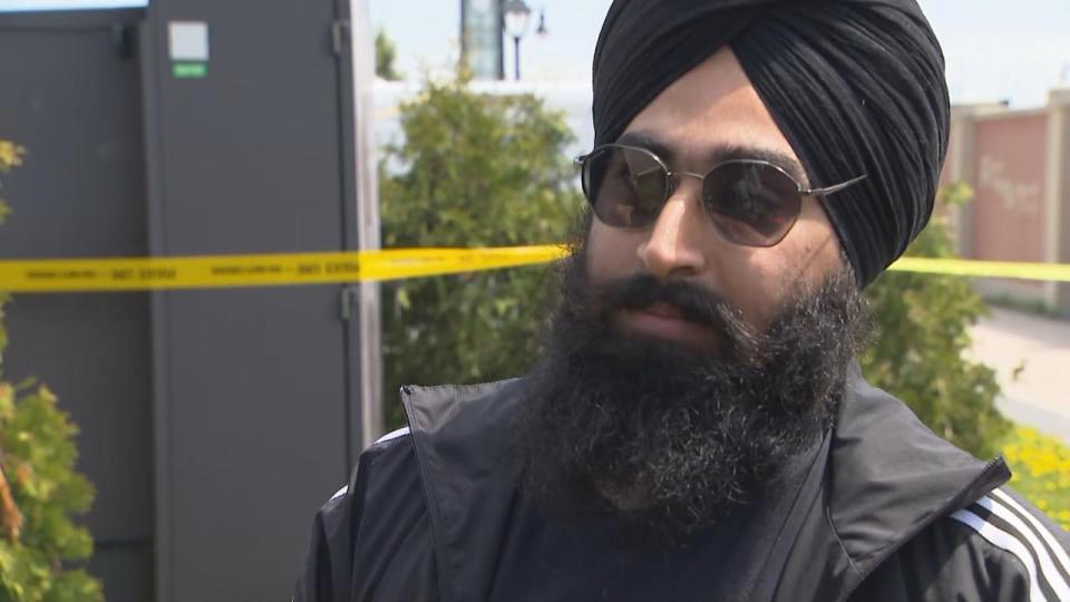 Jasdeep Singh hasn't been able to enter his home on the sealed part of Baycliffe Crescent since he returned from an overnight shift after noon. He says he was 'shocked' to learn about the incident. 