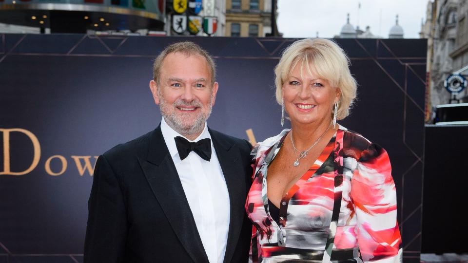 hugh bonneville and wife attending a Downton Abbey premiere 