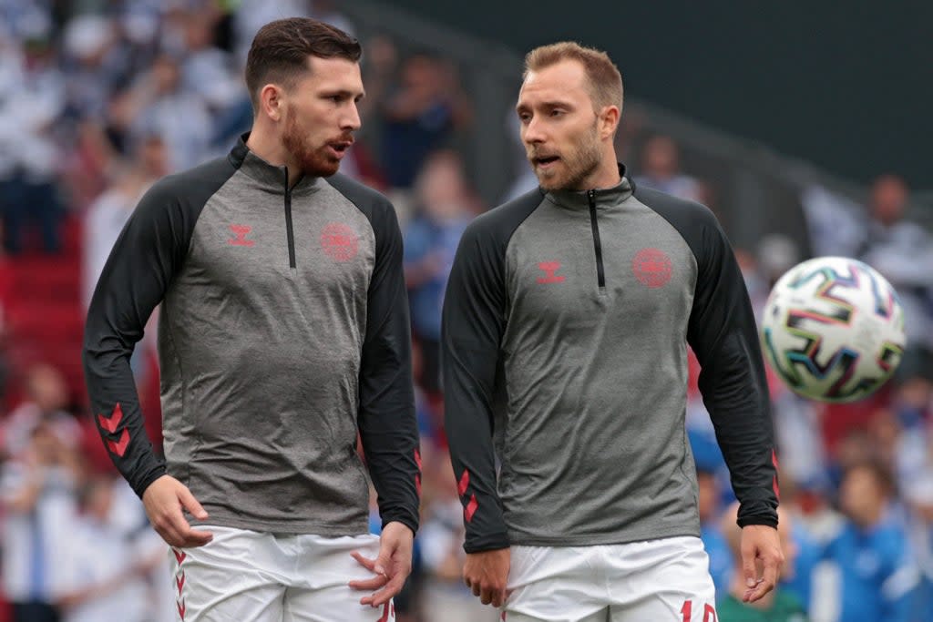 Eriksen will face Denmark team-mate Hojbjerg when Brentford host Tottenham  (POOL/AFP via Getty Images)