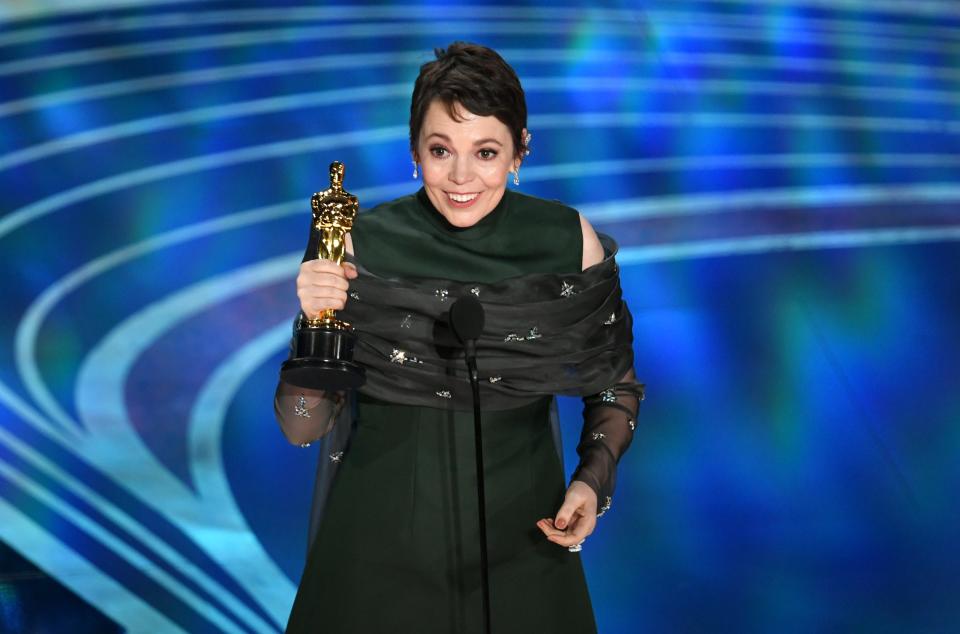 Olivia Colman accepts the award for Actress in a Leading Role during the 91st Annual Academy Awards in 2019.