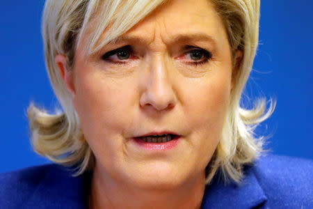 FILE PHOTO: Marine Le Pen, France's far-right National Front (FN) party leader at the party's headquarters in Nanterre, France, January 15, 2018. REUTERS/Charles Platiau/File Photo