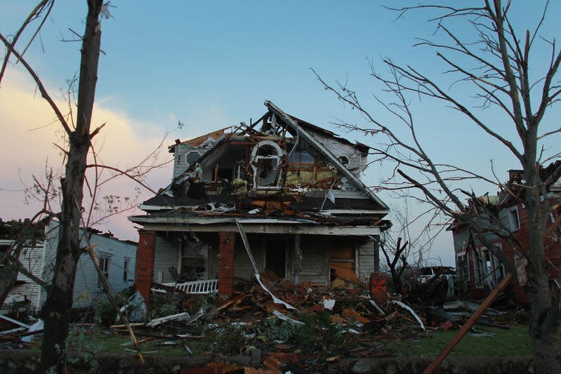 A destroyed home after a massive tornado passed through Joplin, Missouri, in May 2011.