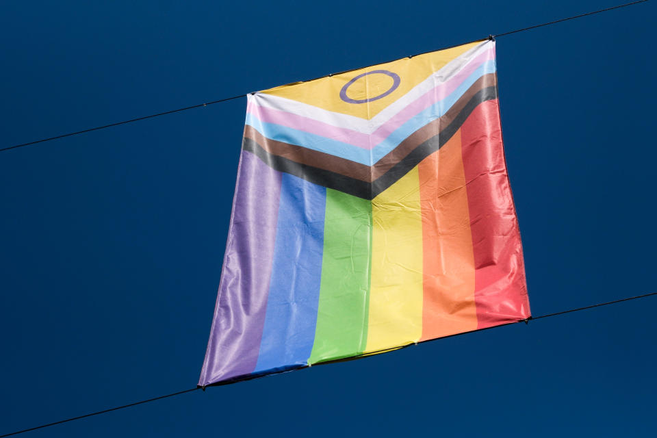 Pride flags on Regent Street, London. (Photo credit should read Matthew Chattle/Future Publishing via Getty Images)