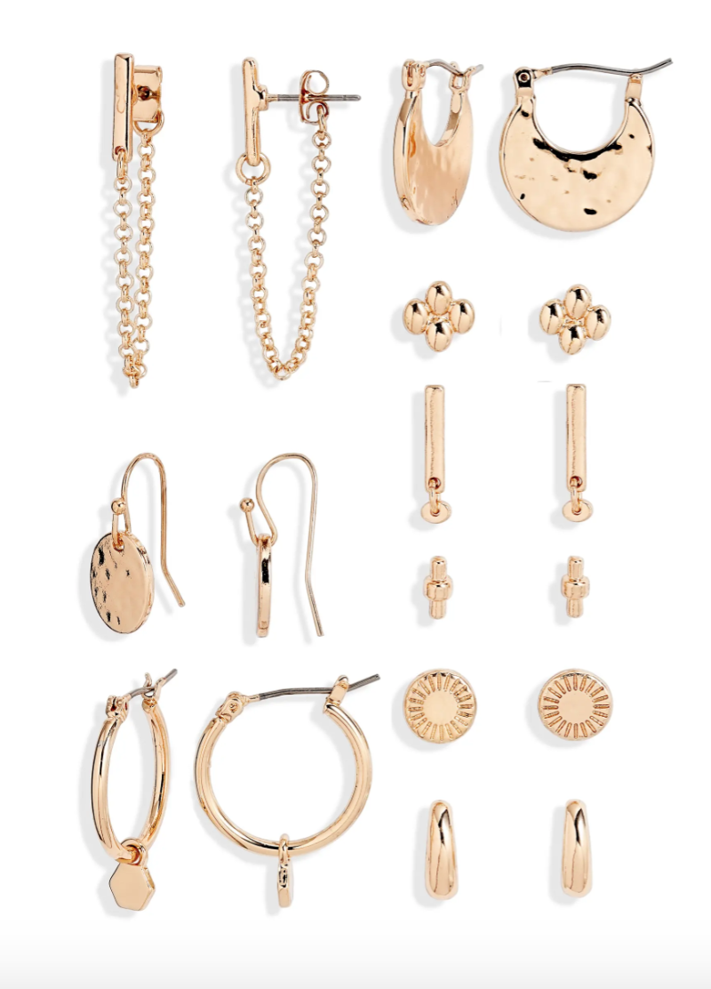 9-Pair Set of Goldtone Earrings are on sale now during the Nordstrom Made sale. 