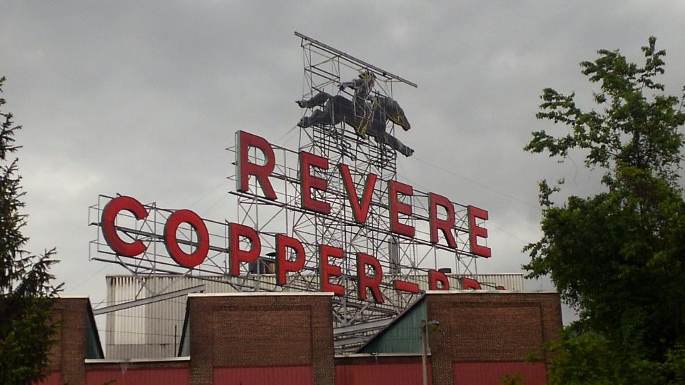 The iconic Revere Copper sign in Rome. Revere is looking to relight the sign within the next year.