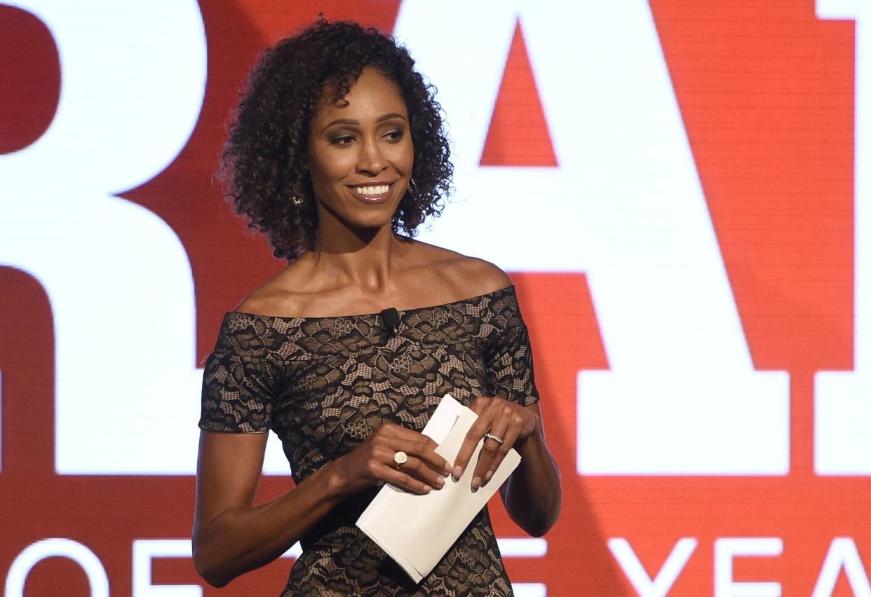  Sage Steele speaks at the 15th annual High School Athlete of the Year Awards in Marina del Rey, Calif., on July 11, 2017.