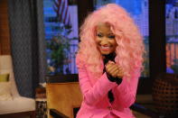 Is that candy floss on your head or are you just glad to see us? Nicki wore a sugary sweet style on "LIVE with Kelly and Michael."