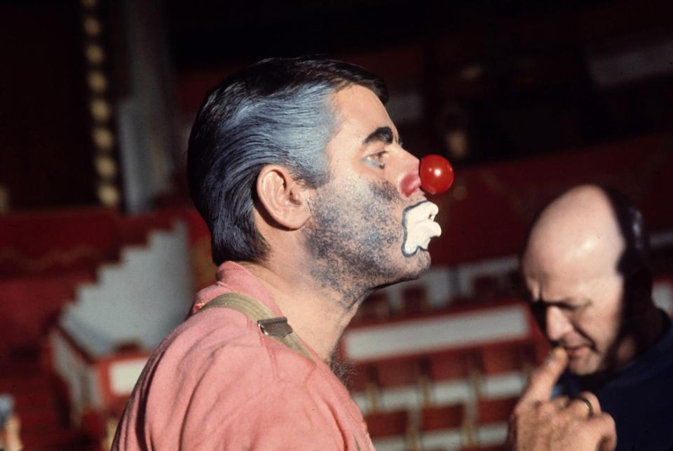 <p>Perhaps Hollywood’s most infamous film, this misguided Holocaust comedy, directed by and starring Lewis, has remained on the shelf since its filming in the early 1970s. Here Lewis is seen in costume on the set at the Winter Circus in Paris in 1972. (Photo: Everett Collection) </p>