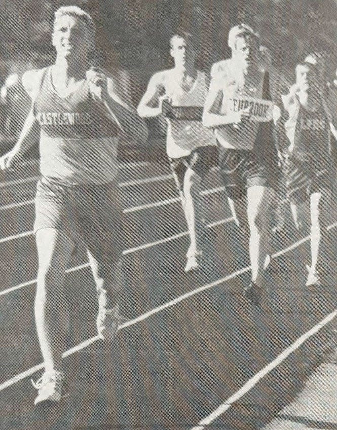 Darin Mack (front) was a talented distance runner who placed in the Class B 1,600-meter run during the 2000 state high school track and field meet.