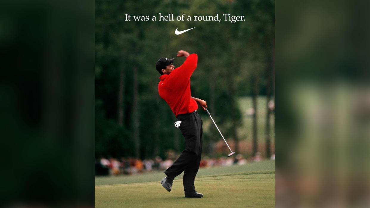  Nike ad for split with Tiger Woods. 