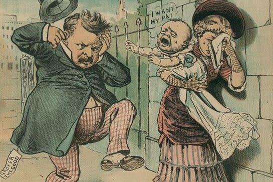 In 1884, Republicans nominated former Speaker of the House James G. Blaine for President against Democrat Grover Cleveland, who reportedly fathered an illegitimate child. Republicans started the mocking chant “Ma Ma Where’s My Pa,” because what better way to win an election than to sound like screaming children? When Cleveland won the White House, his supporters added the rejoinder “Gone to the White House, ha ha ha” which, in the 19th century, qualified as a pretty major burn.