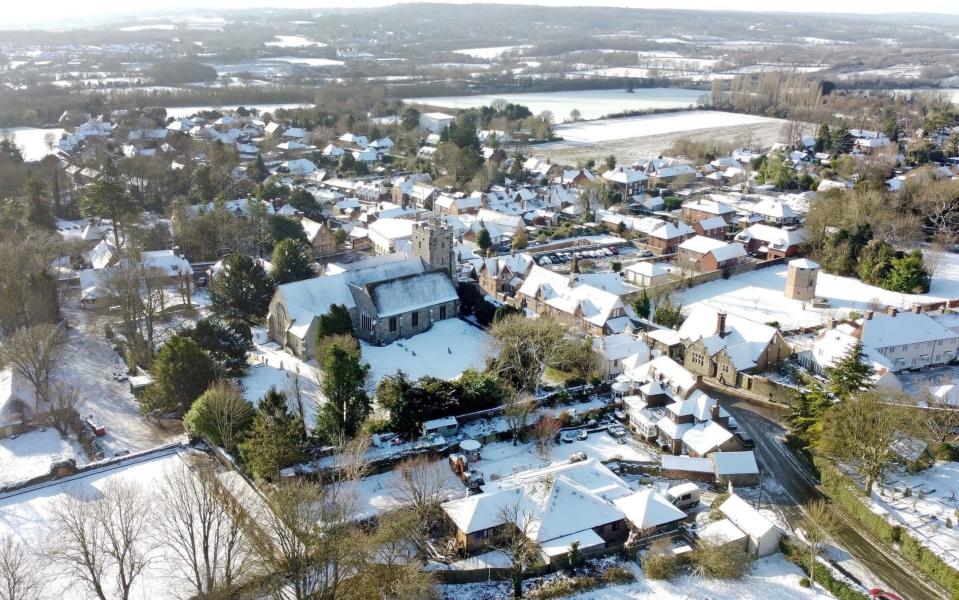 The snow in Wrotham, Kent, earlier this week, which has failed to increase the price of wholesale gas amid high levels of supply